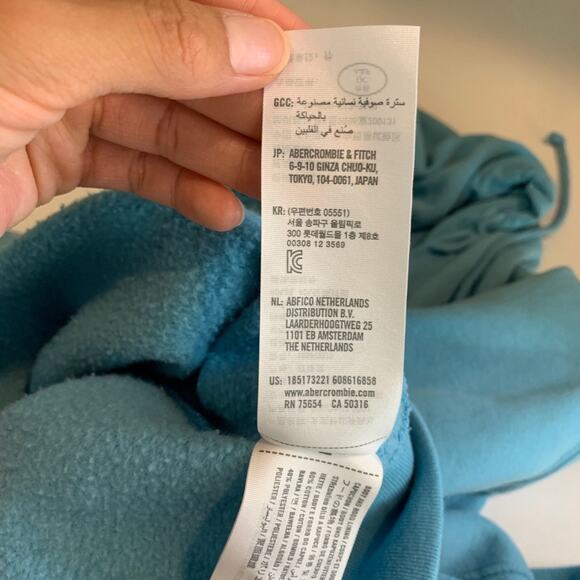 Abercrombie & Fitch Sweatshirt Womens L Light Blue Fleece Lined Zip Up Hoodie - Picture 10 of 13